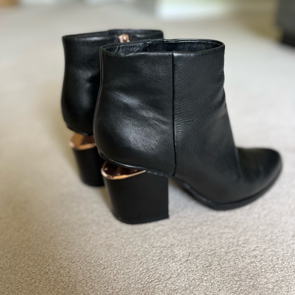 Alexander Wang Kori Black Ankle Boots in Rose Gold